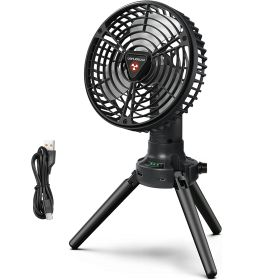 Foldable Camping Fan with Emergency Power Bank 270° Oscillating Rechargeable Tripod Fan for Hiking Fishing Personal Desk Fan with 4 Speeds 3 Brightne