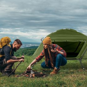 84.6*34.5*49.2in military green camping tent with tent storage bag and adjustable leg brackets with camp bed