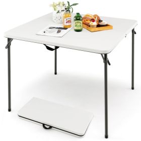 Folding Camping Table with All-Weather HDPE Tabletop and Rustproof Steel Frame (Color: White)