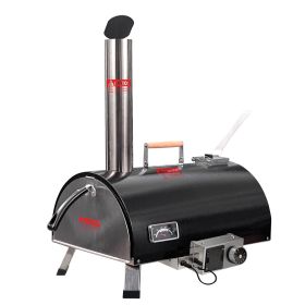 Black Pizza Oven Outdoor 12" Automatic Rotatable Pizza Ovens Portable Stainless Steel Wood Fired Pizza Oven Pizza Maker with Built-in Thermometer Pizz (Color: as Pic)